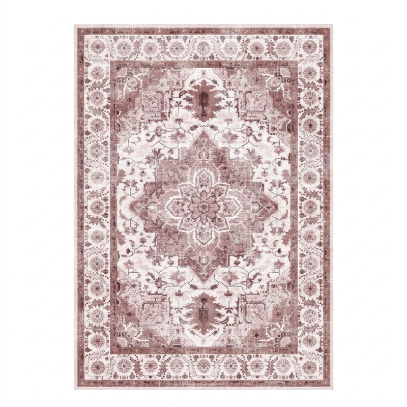 Dusty Rose Vintage Persian-Style Washable Area Rug