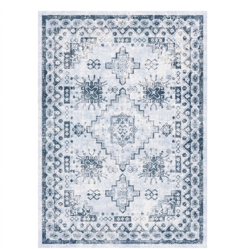 Navy Vintage Tribal Washable Area Rug