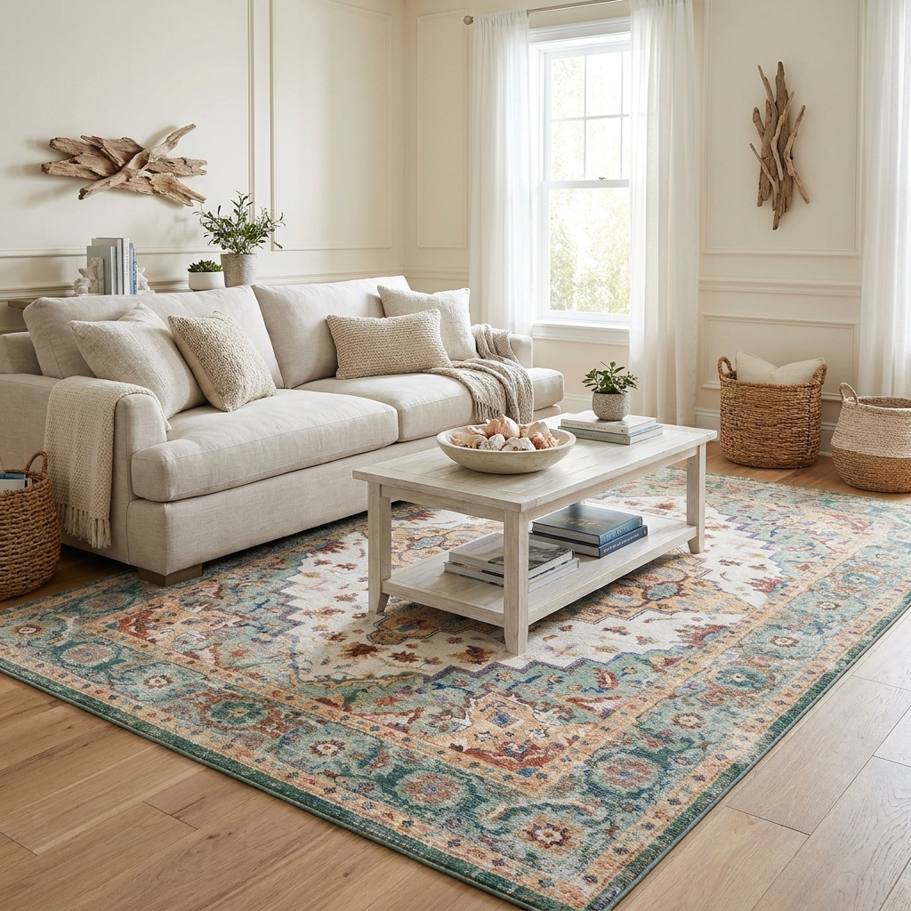 Sage Multicolor Vintage Persian-Style Washable Area Rug