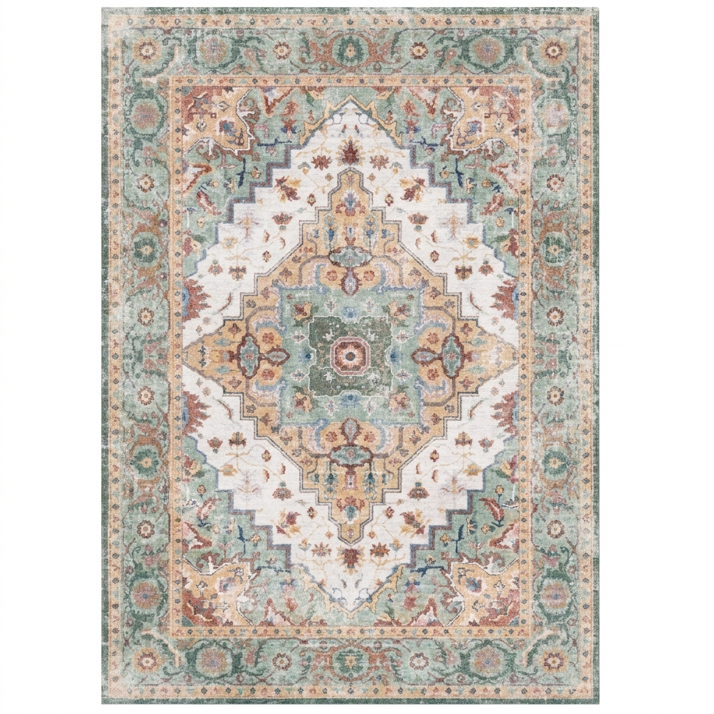 Sage Multicolor Vintage Persian-Style Washable Area Rug