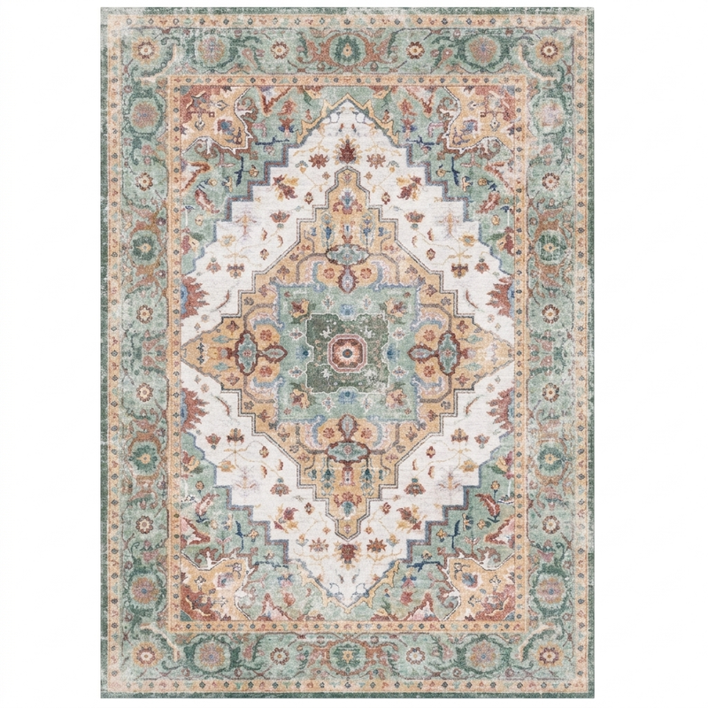 Sage Multicolor Vintage Persian-Style Washable Area Rug