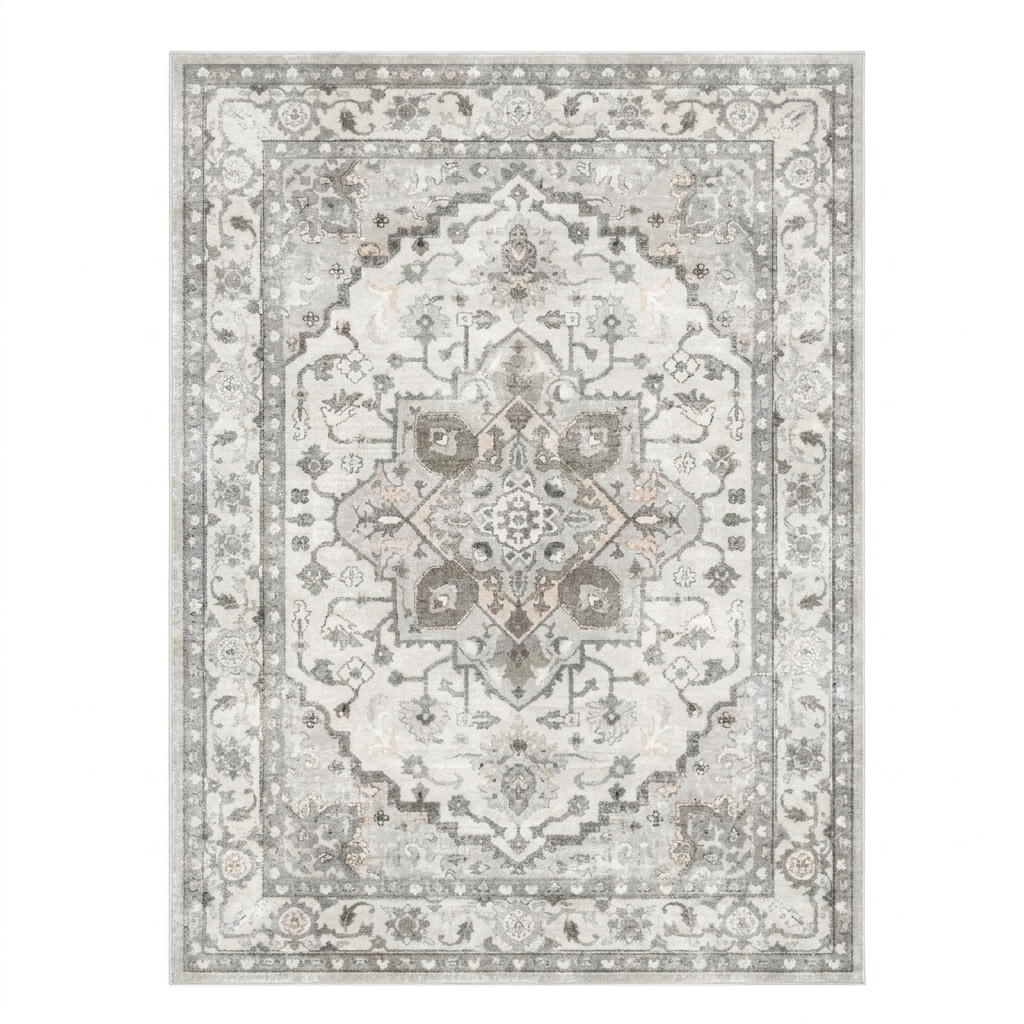 Gray Vintage Persian-Style Washable Area Rug