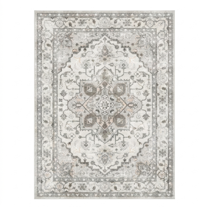Gray Vintage Persian-Style Washable Area Rug